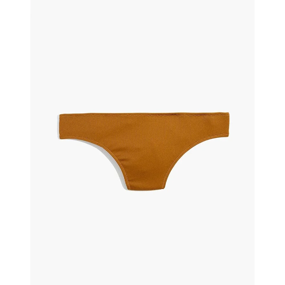 Madewell Second Wave‎ Ribbed Hipster Bikini Bottom Women XL Burnished Amber NWT
